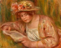 Andrée in a Hat, Reading (Andrée en chapeau, lisant) by Pierre-Auguste Renoir