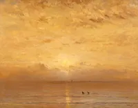 Sonnenuntergang mit Krabbenfischern by Hendrik Willem Mesdag